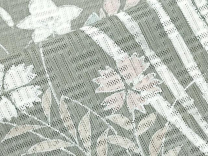 平和屋着物＊夏物　訪問着　籬紋紗　草花文　銀彩　正絹　逸品　CABK9381th