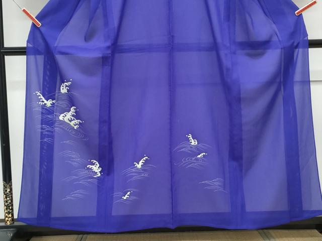平和屋着物＊夏物　訪問着　絽　立波文　銀彩　正絹　逸品　CABK9383th