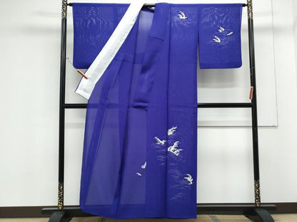 平和屋着物＊夏物　訪問着　絽　立波文　銀彩　正絹　逸品　CABK9383th