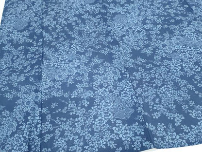 平和屋着物＊夏物　訪問着　絽　藍　型染め　吉祥草花文　正絹　逸品　CABK9384th