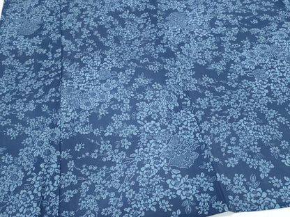 平和屋着物＊夏物　訪問着　絽　藍　型染め　吉祥草花文　正絹　逸品　CABK9384th