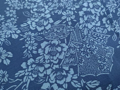 平和屋着物＊夏物　訪問着　絽　藍　型染め　吉祥草花文　正絹　逸品　CABK9384th