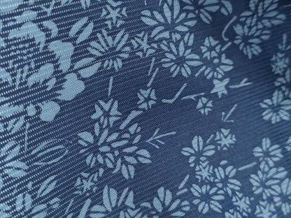 平和屋着物＊夏物　訪問着　絽　藍　型染め　吉祥草花文　正絹　逸品　CABK9384th