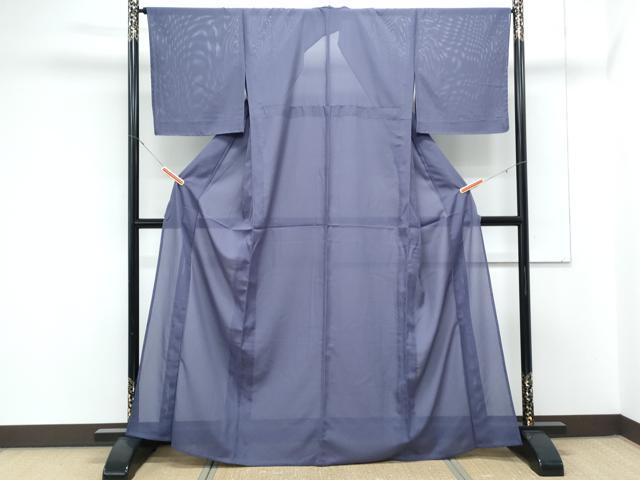 平和屋着物＊夏物　色無地　絽　竜胆色　洗える着物　CABK9387th
