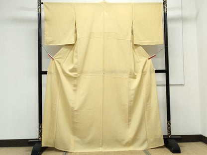 平和屋着物＊夏物　色無地　絽　淡黄色　正絹　逸品　CABK9389th