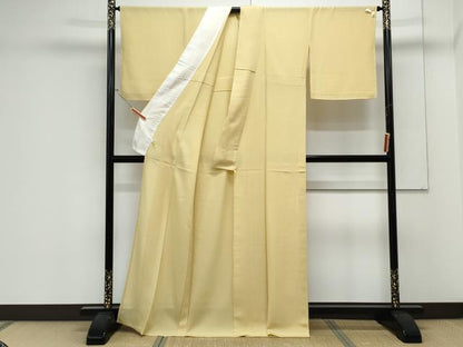 平和屋着物＊夏物　色無地　絽　淡黄色　正絹　逸品　CABK9389th