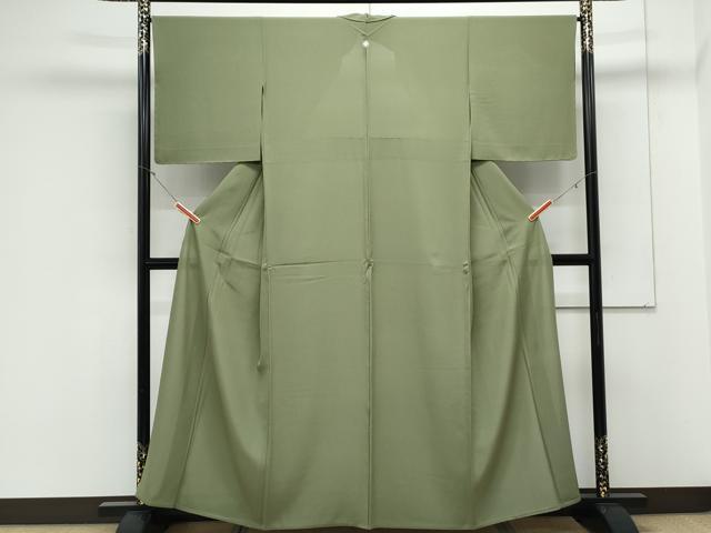 平和屋着物＊夏物　色無地　絽　草色　正絹　逸品　CABK9392th