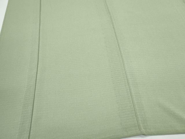 平和屋着物＊夏物　色無地　絽縮緬　山葵色　正絹　逸品　CABK9395th