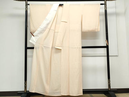 平和屋着物＊夏物　色無地　絽縮緬　肌色　五泉　反端付き　正絹　逸品　CABK9405th
