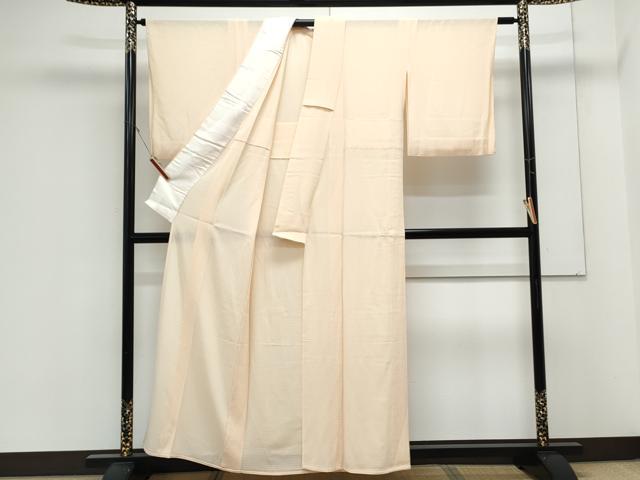 平和屋着物＊夏物　色無地　絽縮緬　肌色　五泉　反端付き　正絹　逸品　CABK9405th