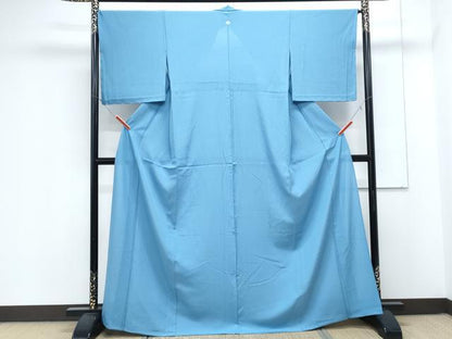 平和屋着物＊夏物　色無地　絽　薄群青色　正絹　逸品　CABK9406th