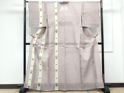 平和屋着物＊夏物　訪問着　紗紬　型染め　吉祥間道　正絹　逸品　CABK9411th