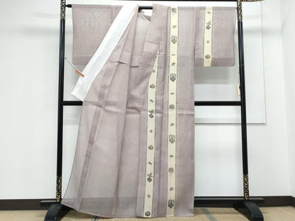 平和屋着物＊夏物　訪問着　紗紬　型染め　吉祥間道　正絹　逸品　CABK9411th