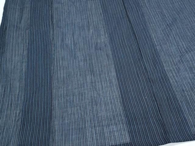 平和屋着物＊夏物　本場小千谷ちぢみ　縞　杉山織物謹製　証紙付き　麻　逸品　CABK9412th