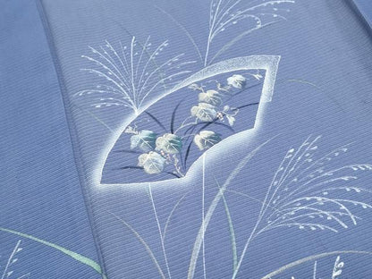 平和屋着物＊夏物　訪問着　絽　地紙草花紋　金彩　正絹　逸品　CABK9413th