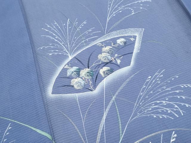 平和屋着物＊夏物　訪問着　絽　地紙草花紋　金彩　正絹　逸品　CABK9413th