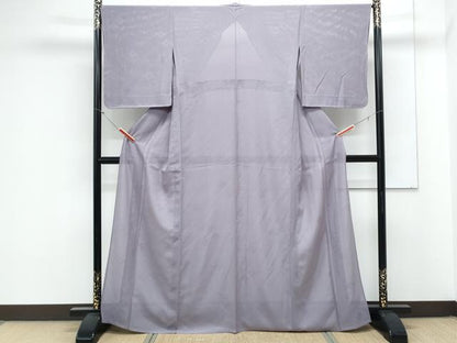 平和屋着物＊夏物　色無地　縦絽　菱文紗　紫苑色　正絹　逸品　未使用　CABK9415th