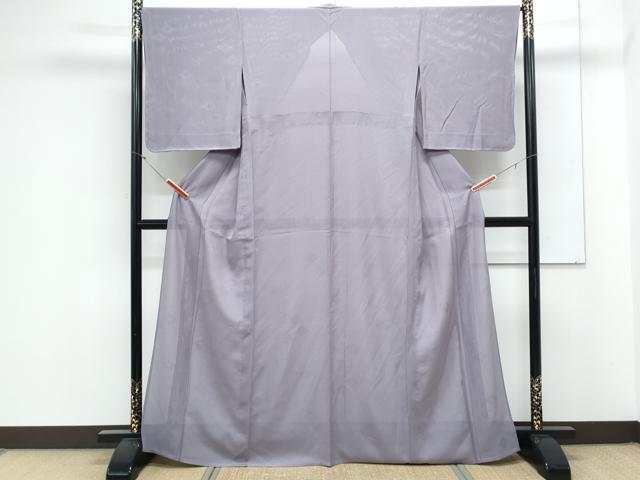 平和屋着物＊夏物　色無地　縦絽　菱文紗　紫苑色　正絹　逸品　未使用　CABK9415th