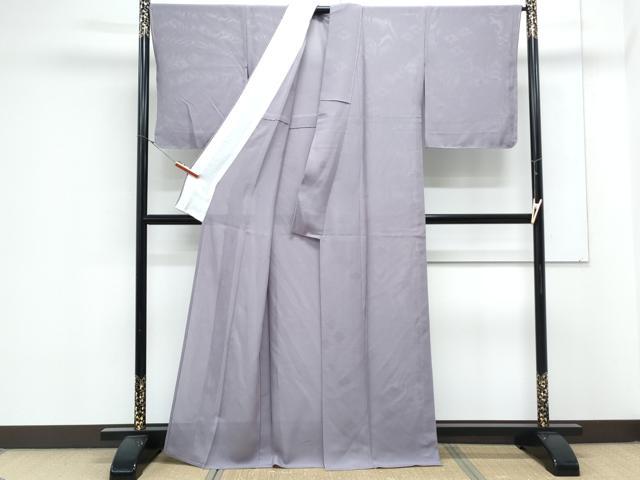 平和屋着物＊夏物　色無地　縦絽　菱文紗　紫苑色　正絹　逸品　未使用　CABK9415th