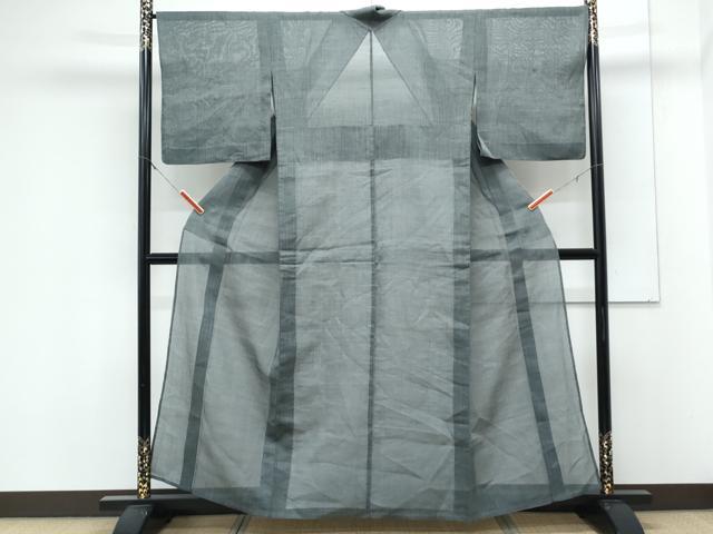 平和屋着物＊夏物　本場小千谷ちぢみ　縞　麻　逸品　CABK9425th