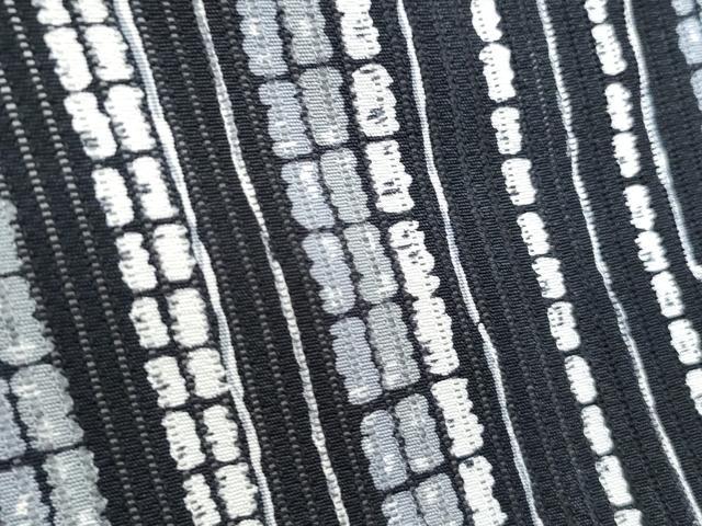 平和屋着物＊夏物　小紋　縦絽　縞　黒地　正絹　逸品　CABK9426th