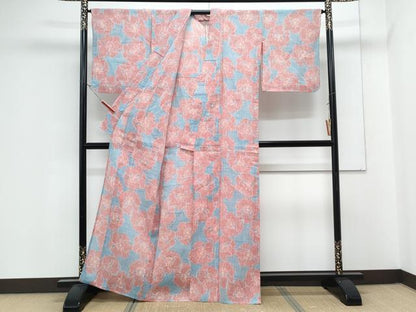 平和屋着物＊夏物　本場小千谷ちぢみ　舞花文　麻　逸品　CABK9428th