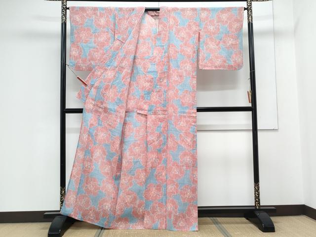 平和屋着物＊夏物　本場小千谷ちぢみ　舞花文　麻　逸品　CABK9428th