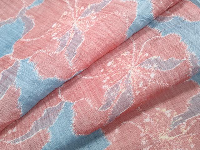 平和屋着物＊夏物　本場小千谷ちぢみ　舞花文　麻　逸品　CABK9428th