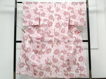 平和屋着物＊夏物　本場小千谷ちぢみ　草花文　麻　逸品　CABK9429th