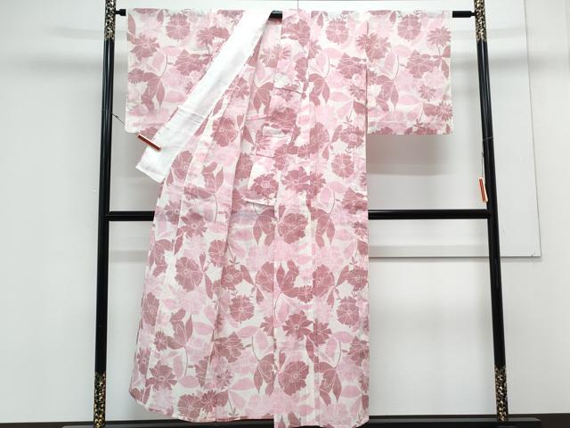 平和屋着物＊夏物　本場小千谷ちぢみ　草花文　麻　逸品　CABK9429th