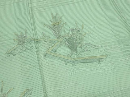 平和屋着物＊夏物　訪問着　絽　総刺繍　草花文　暈し染め　反端付き　正絹　逸品　CABK9430th