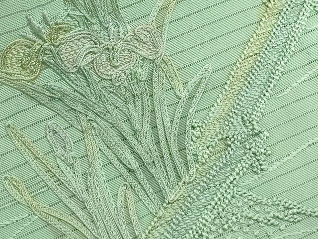 平和屋着物＊夏物　訪問着　絽　総刺繍　草花文　暈し染め　反端付き　正絹　逸品　CABK9430th