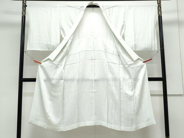 平和屋着物＊夏物　長襦袢　市松紋紗　白緑色　正絹　逸品　CABK9435th