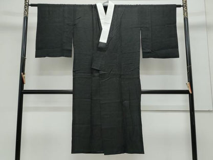 平和屋着物＊夏物　長襦袢　紗　暗黒色　黒地　麻　逸品　CABK9441th