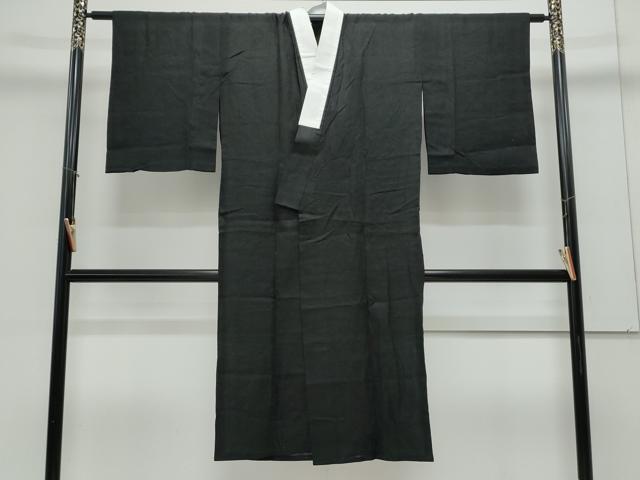 平和屋着物＊夏物　長襦袢　紗　暗黒色　黒地　麻　逸品　CABK9441th
