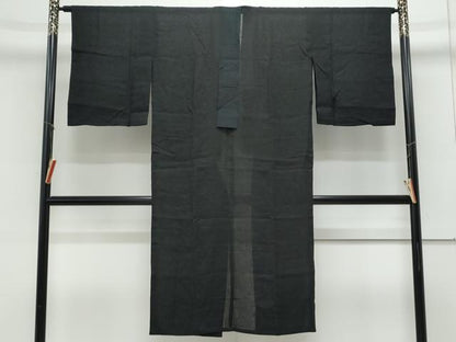 平和屋着物＊夏物　長襦袢　紗　暗黒色　黒地　麻　逸品　CABK9441th