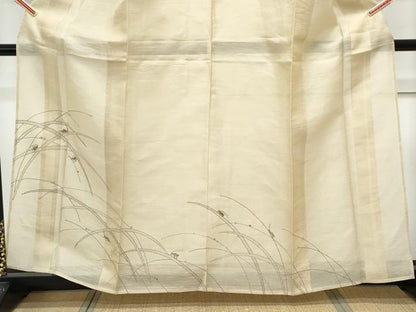 平和屋着物＊夏物　中国三大刺繍　スワトウ刺繍　総刺繍　訪問着　紬地　夏虫　正絹　逸品　CABK9442th