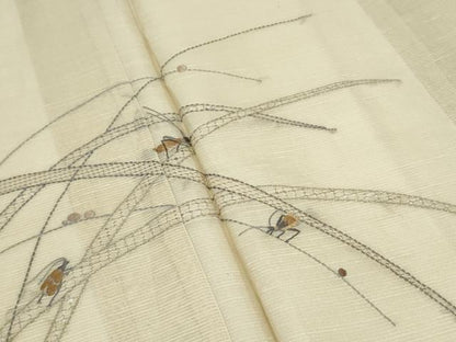 平和屋着物＊夏物　中国三大刺繍　スワトウ刺繍　総刺繍　訪問着　紬地　夏虫　正絹　逸品　CABK9442th