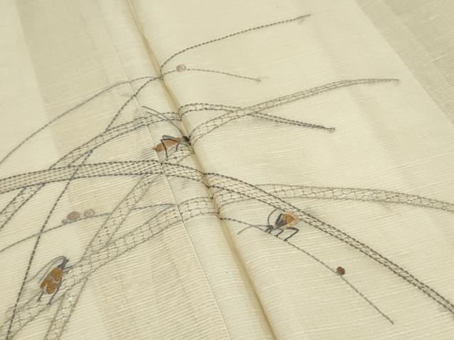 平和屋着物＊夏物　中国三大刺繍　スワトウ刺繍　総刺繍　訪問着　紬地　夏虫　正絹　逸品　CABK9442th