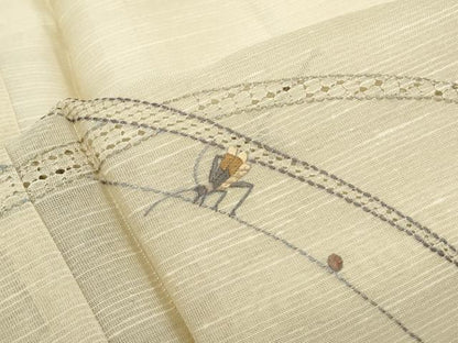平和屋着物＊夏物　中国三大刺繍　スワトウ刺繍　総刺繍　訪問着　紬地　夏虫　正絹　逸品　CABK9442th