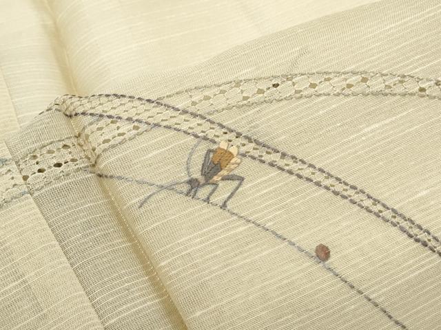 平和屋着物＊夏物　中国三大刺繍　スワトウ刺繍　総刺繍　訪問着　紬地　夏虫　正絹　逸品　CABK9442th