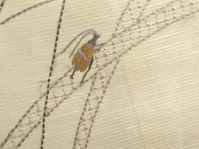 平和屋着物＊夏物　中国三大刺繍　スワトウ刺繍　総刺繍　訪問着　紬地　夏虫　正絹　逸品　CABK9442th