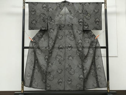 平和屋着物＊夏物　大島紬　夏大島　雪輪花文　さが美扱い　正絹　逸品　CABK9445th