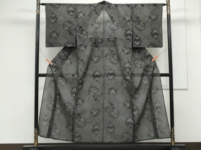 平和屋着物＊夏物　大島紬　夏大島　雪輪花文　さが美扱い　正絹　逸品　CABK9445th