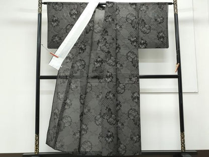平和屋着物＊夏物　大島紬　夏大島　雪輪花文　さが美扱い　正絹　逸品　CABK9445th