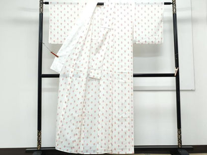 平和屋着物＊夏物　小紋　絽　草花文　洗える着物　CABK9446th
