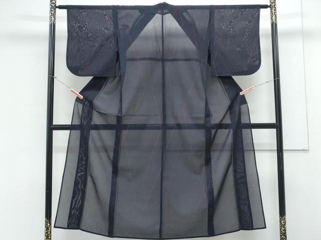 平和屋着物＊夏物　小紋　紗　斜線文　正絹　逸品　CABK9450th