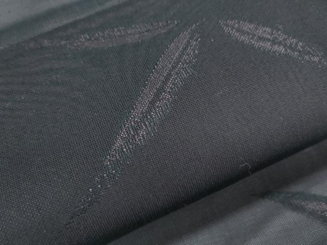 平和屋着物＊夏物　小紋　紗　枝葉文　黒地　正絹　逸品　CABK9452th