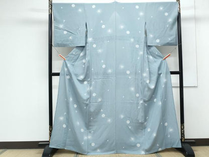 平和屋着物＊夏物　小紋　絽　蛍暈し　舞花文　正絹　逸品　CABK9453th