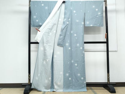 平和屋着物＊夏物　小紋　絽　蛍暈し　舞花文　正絹　逸品　CABK9453th